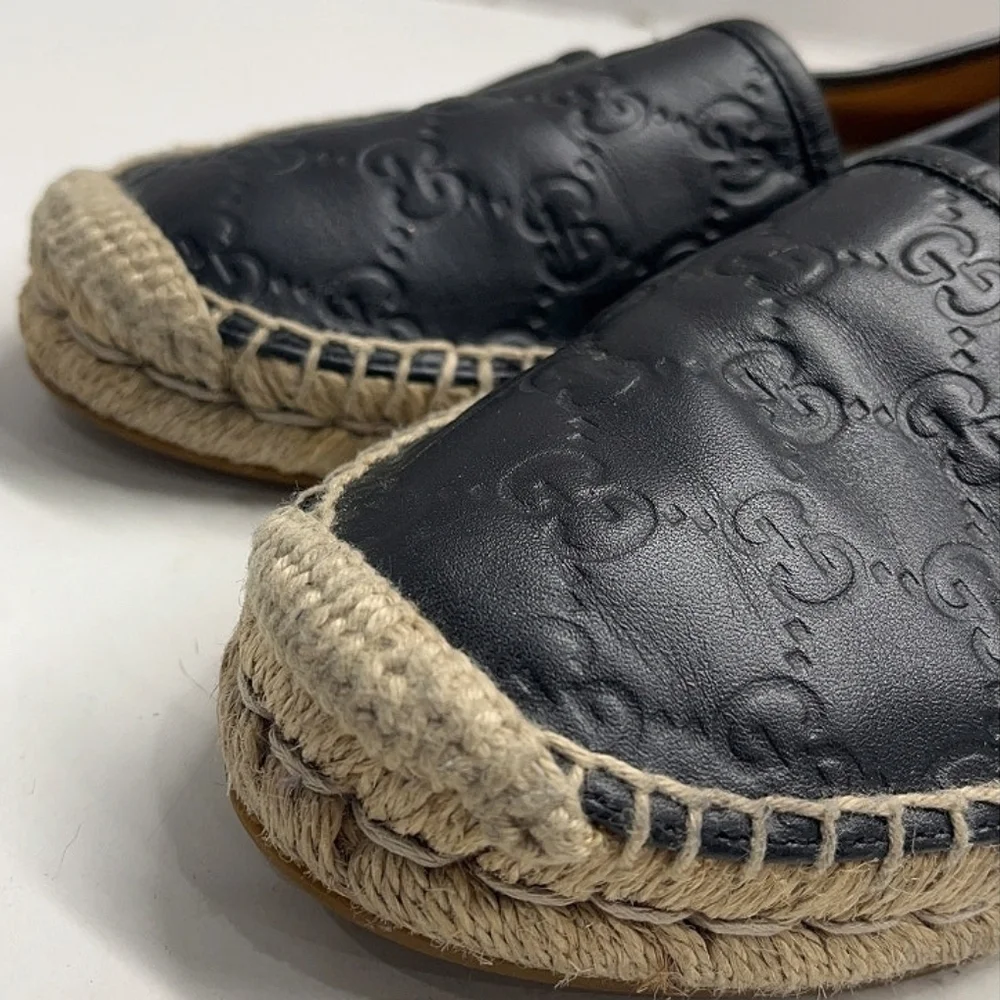 GUCCI Black Espadrille Slip-On Shoes - Picture 3 of 7